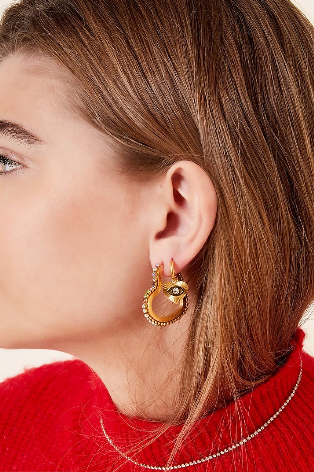 Boucles d'Oreilles Coeur Oeil Acier inoxydable h5Image2